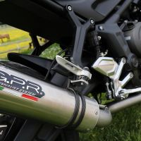 Escape compatible con Triumph Trident 660 2021-2024, M3 Titanium Natural, Escape completo, no legal para países de la UE, con db killer extraíble 