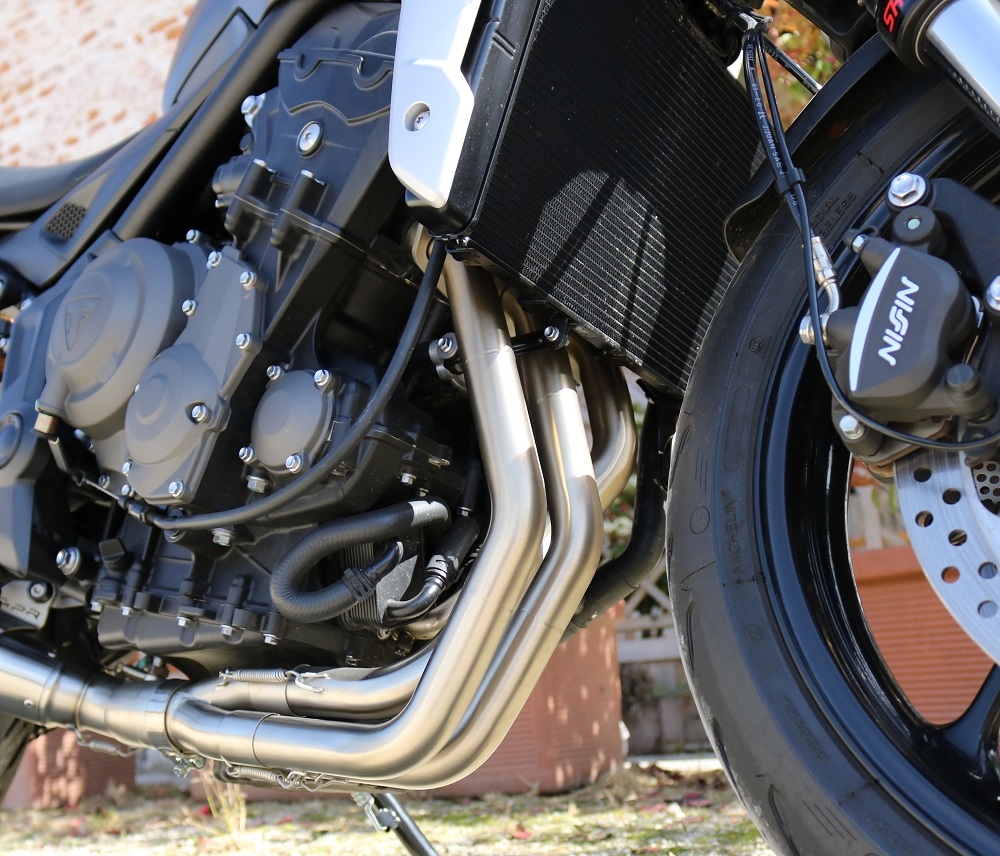 Escape compatible con Triumph Trident 660 2021-2024, Deeptone Inox, Escape completo, no legal para países de la UE, con db killer extraíble 