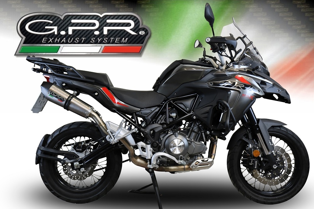 Escape compatible con Benelli Trk 502 X 2017-2020, GP Evo4 Titanium, Escape legal, homologado, silenciador con db killer desmontable y tubo de conexión específico 