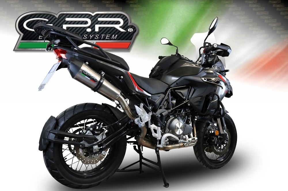 Escape compatible con Benelli Trk 502 X 2017-2020, GP Evo4 Titanium, Escape legal, homologado, silenciador con db killer desmontable y tubo de conexión específico 