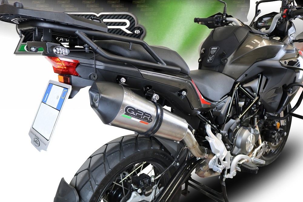 Escape compatible con Benelli Trk 502 X 2017-2020, GP Evo4 Titanium, Escape legal, homologado, silenciador con db killer desmontable y tubo de conexión específico 