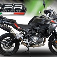 Escape compatible con Benelli Trk 502 X 2017-2020, Furore Evo4 Nero, Escape legal, homologado, silenciador con db killer desmontable y tubo de conexión específico 