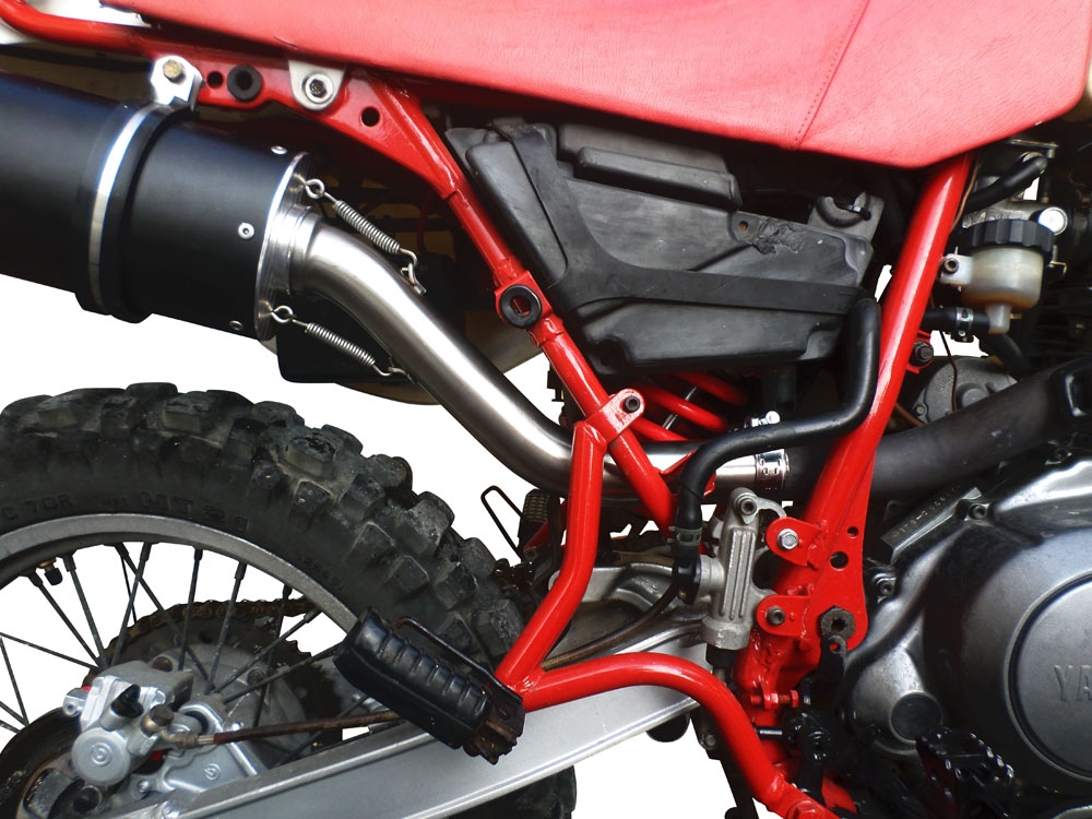 Escape compatible con Yamaha Tt 600 1983-1997, Trioval, Escape legal, homologado, silenciador con db killer desmontable y tubo de conexión específico 