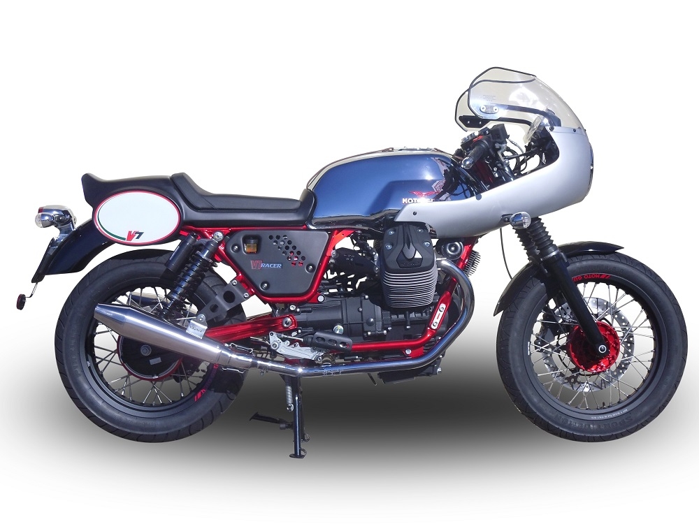 Escape compatible con Moto Guzzi Nevada 750 2008-2014, Vintacone , Par de terminales de escape homologados, con db killer extraíbles y tubos de conexión específicos 