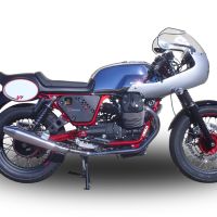 Escape compatible con Moto Guzzi Nevada 750 2008-2014, Vintacone , Par de terminales de escape homologados, con db killer extraíbles y tubos de conexión específicos 
