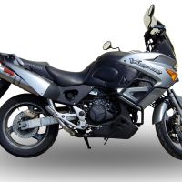 Escape compatible con Honda Varadero 1000 1999-2011, Trioval, Par de terminales de escape homologados, con db killer extraíbles y tubos de conexión específicos 