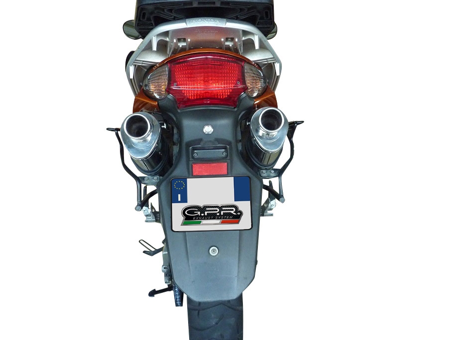 Escape compatible con Honda Varadero 1000 1999-2011, Trioval, Par de terminales de escape homologados, con db killer extraíbles y tubos de conexión específicos 