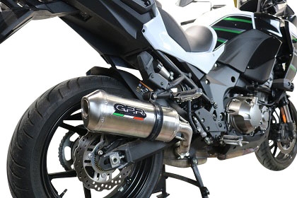 Escape compatible con Kawasaki Versys 1000 I.E. 2021-2024, Satinox , Escape legal, homologado, silenciador con db killer desmontable y tubo de conexión específico 