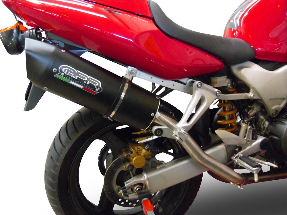 Escape compatible con Honda Vtr 1000 F Firestorm 1997-2007, Furore Nero, Par de terminales de escape homologados, con db killer extraíbles y tubos de conexión específicos 