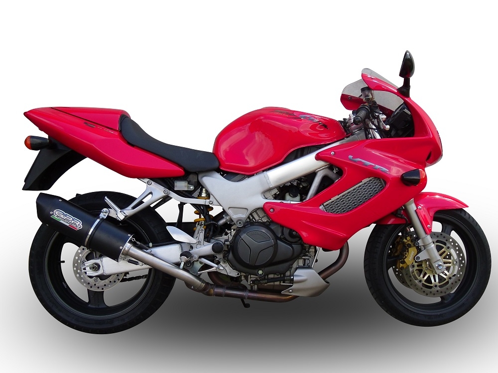 Escape compatible con Honda Vtr 1000 F Firestorm 1997-2007, Furore Nero, Par de terminales de escape homologados, con db killer extraíbles y tubos de conexión específicos 