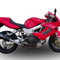 Escape compatible con Honda Vtr 1000 F Firestorm 1997-2007, Furore Nero, Par de terminales de escape homologados, con db killer extraíbles y tubos de conexión específicos 