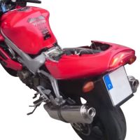 Escape compatible con Honda Vtr 1000 F Firestorm 1997-2007, Trioval, Par de terminales de escape homologados, con db killer extraíbles y tubos de conexión específicos 