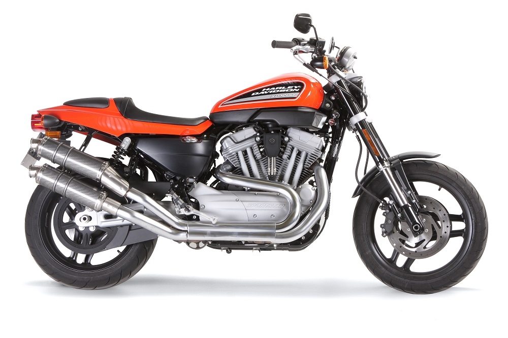 Escape compatible con Harley Davidson Xr 1200 2008-2012, Poppy Tondo, Par de terminales de escape homologados, con db killer extraíbles y tubos de conexión específicos 