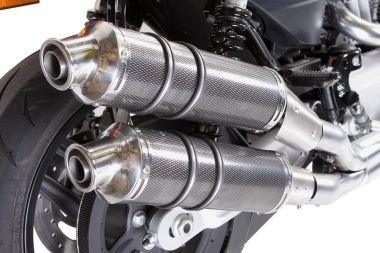 Escape compatible con Harley Davidson Xr 1200 2008-2012, Poppy Tondo, Par de terminales de escape homologados, con db killer extraíbles y tubos de conexión específicos 