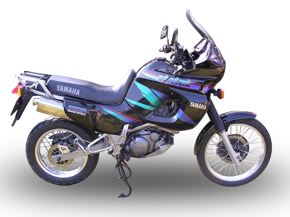 Escape compatible con Yamaha Xtz 660 Teneré 1991-1998, Trioval, Escape legal, homologado, silenciador con db killer desmontable y tubo de conexión específico 