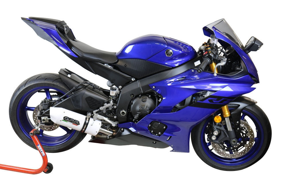 Escape compatible con Yamaha Yzf R6 2017-2025, Albus Evo4, Escape legal, homologado, silenciador con db killer desmontable y tubo de conexión específico 