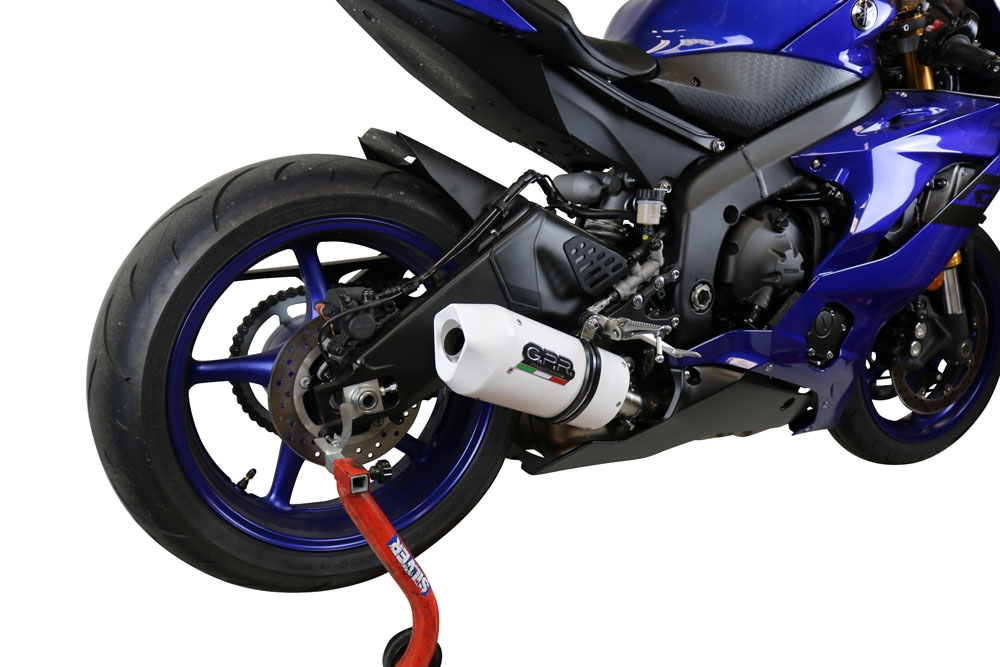 Escape compatible con Yamaha Yzf R6 2017-2025, Albus Evo4, Escape legal, homologado, silenciador con db killer desmontable y tubo de conexión específico 