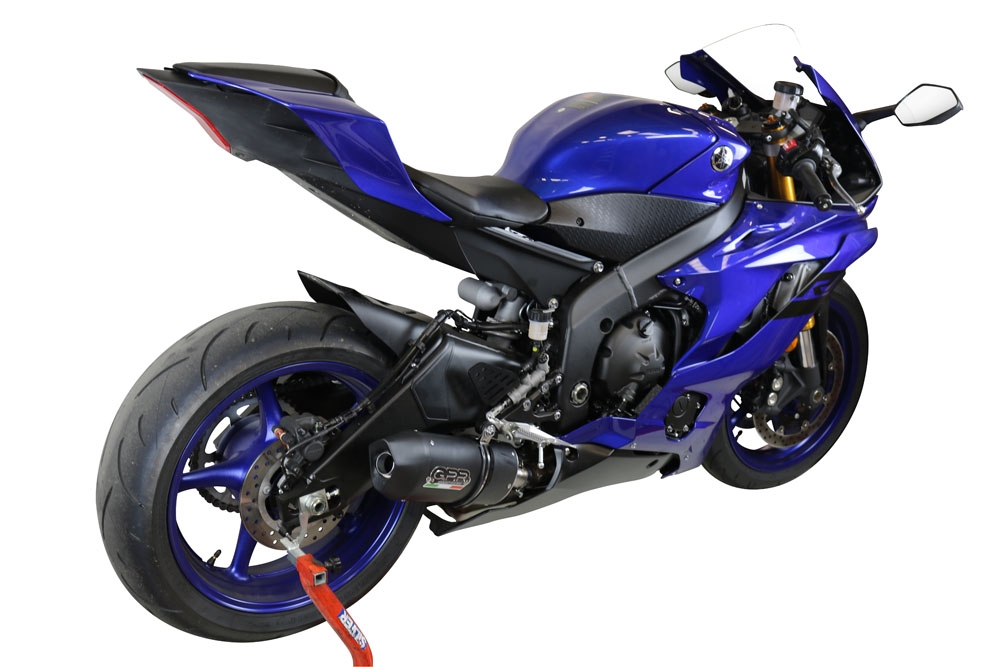 Escape compatible con Yamaha Yzf R6 2017-2025, Furore Evo4 Nero, Escape legal, homologado, silenciador con db killer desmontable y tubo de conexión específico 