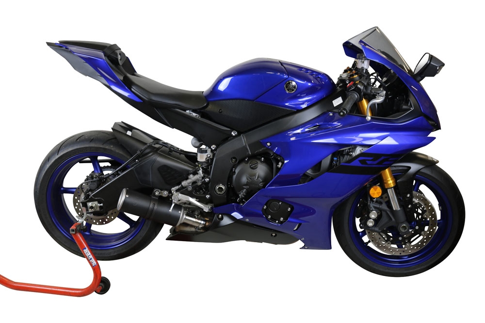 Escape compatible con Yamaha Yzf R6 2017-2025, M3 Black Titanium, Escape legal, homologado, silenciador con db killer desmontable y tubo de conexión específico 