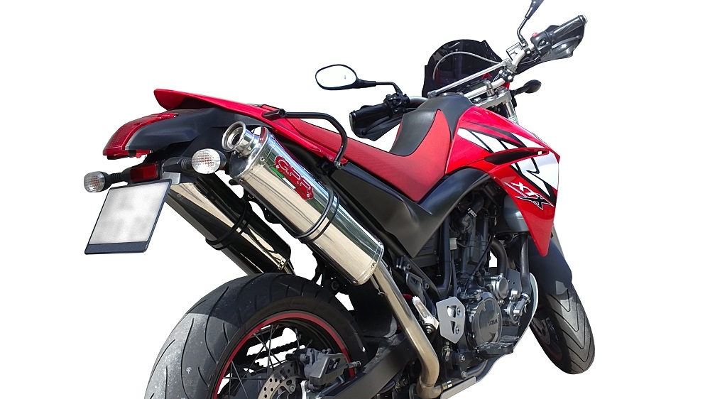 Escape compatible con Yamaha Xt 660 X-R 2004-2014, Trioval, Par de terminales de escape homologados, con db killer extraíbles y tubos de conexión específicos 