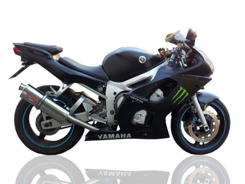 Escape compatible con Yamaha Yzf R6 1999-2002, Trioval, Escape legal, homologado, silenciador con db killer desmontable y tubo de conexión específico 