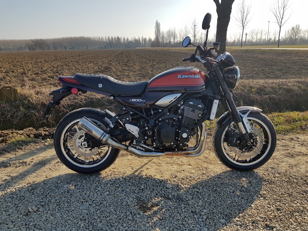 Escape compatible con Kawasaki Z 900 RS 2018-2020, M3 Inox , Escape legal, homologado, silenciador con db killer desmontable y tubo de conexión específico 