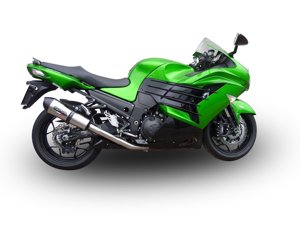 Escape compatible con Kawasaki Zzr 1400 2012-2016, Gpe Ann. titanium, Par de terminales de escape homologados, con db killer extraíbles y tubos de conexión específicos 