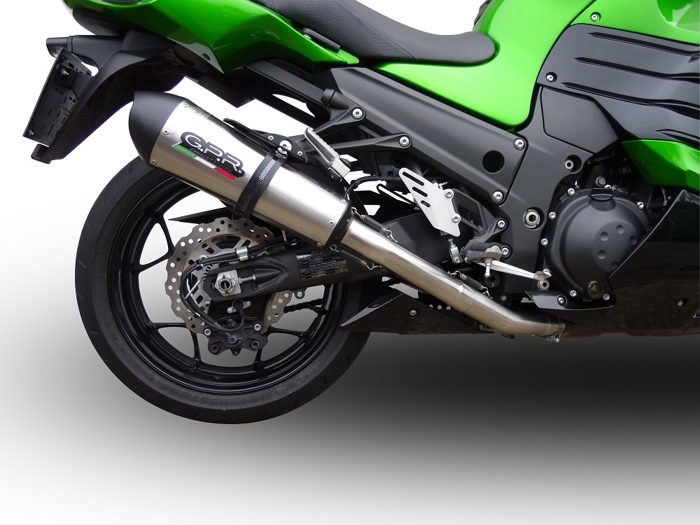 Escape compatible con Kawasaki Zzr 1400 2012-2016, Gpe Ann. titanium, Par de terminales de escape homologados, con db killer extraíbles y tubos de conexión específicos 