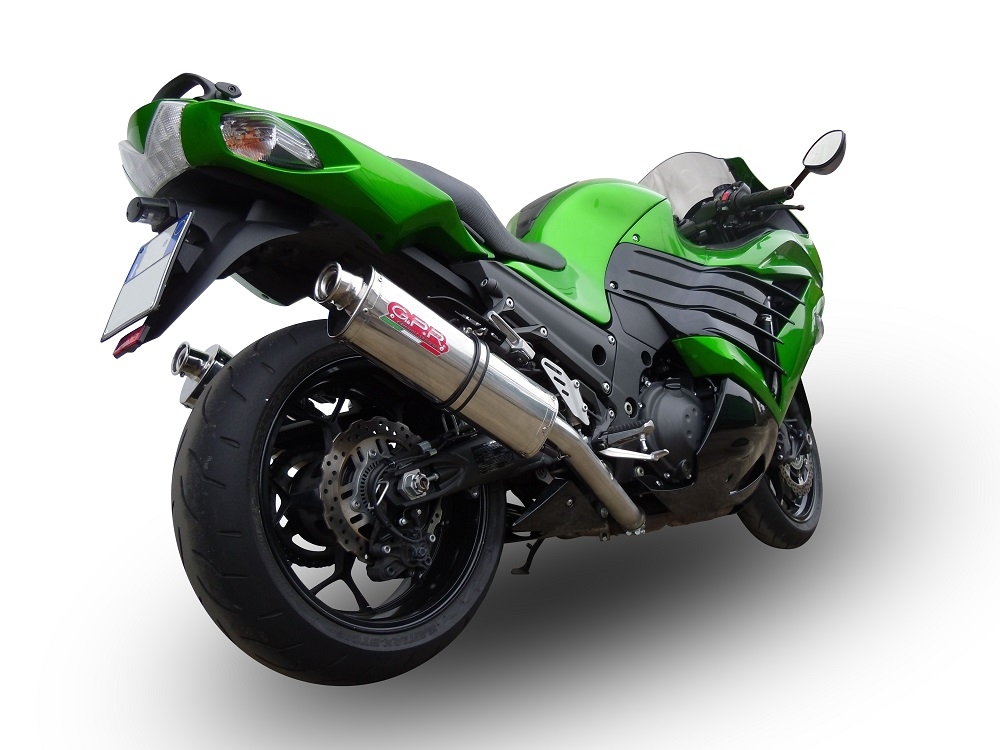 Escape compatible con Kawasaki Zzr 1400 2023-2024, Trioval, Par de terminales de escape homologados, con db killer extraíbles y tubos de conexión específicos 