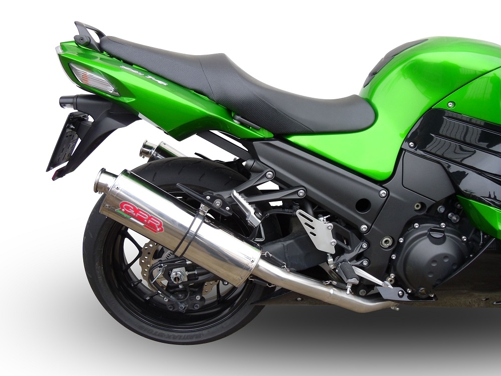 Escape compatible con Kawasaki Zzr 1400 2023-2024, Trioval, Par de terminales de escape homologados, con db killer extraíbles y tubos de conexión específicos 