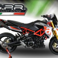Escape compatible con Aprilia Dorsoduro 900 2017-2020, GP Evo4 Poppy, Par de terminales de escape homologados, con db killer extraíbles y tubos de conexión específicos 