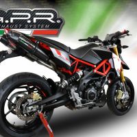 Escape compatible con Aprilia Dorsoduro 900 2017-2020, GP Evo4 Poppy, Par de terminales de escape homologados, con db killer extraíbles y tubos de conexión específicos 