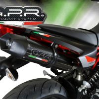 Escape compatible con Aprilia Dorsoduro 900 2017-2020, GP Evo4 Poppy, Par de terminales de escape homologados, con db killer extraíbles y tubos de conexión específicos 
