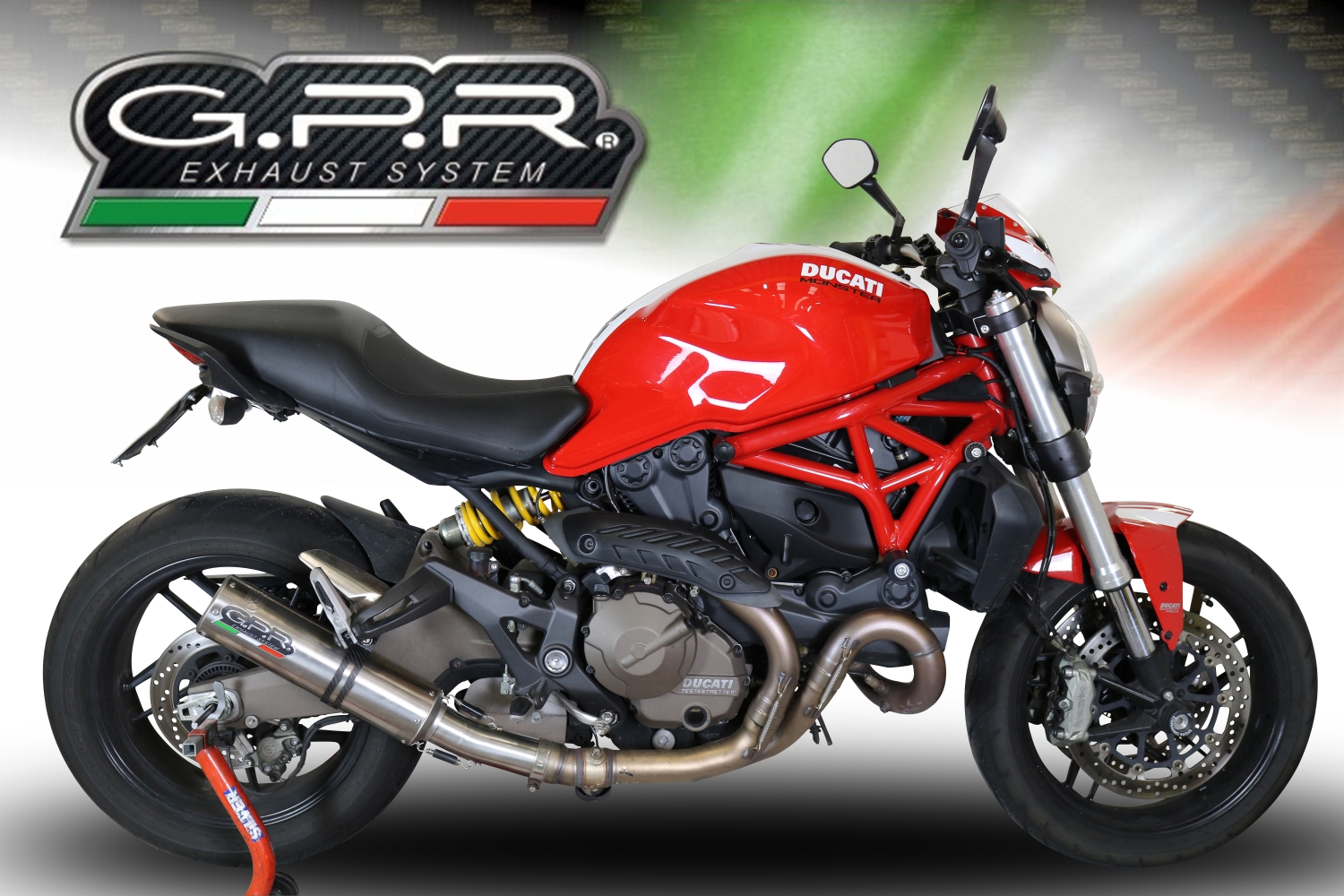 GPR escape compatible con  Ducati Monster 1200 S -R  2017-2021, M3 Titanium Natural, Escape legal, homologado, silenciador con catalizador, db killer desmontable y tubo de conexión específico 