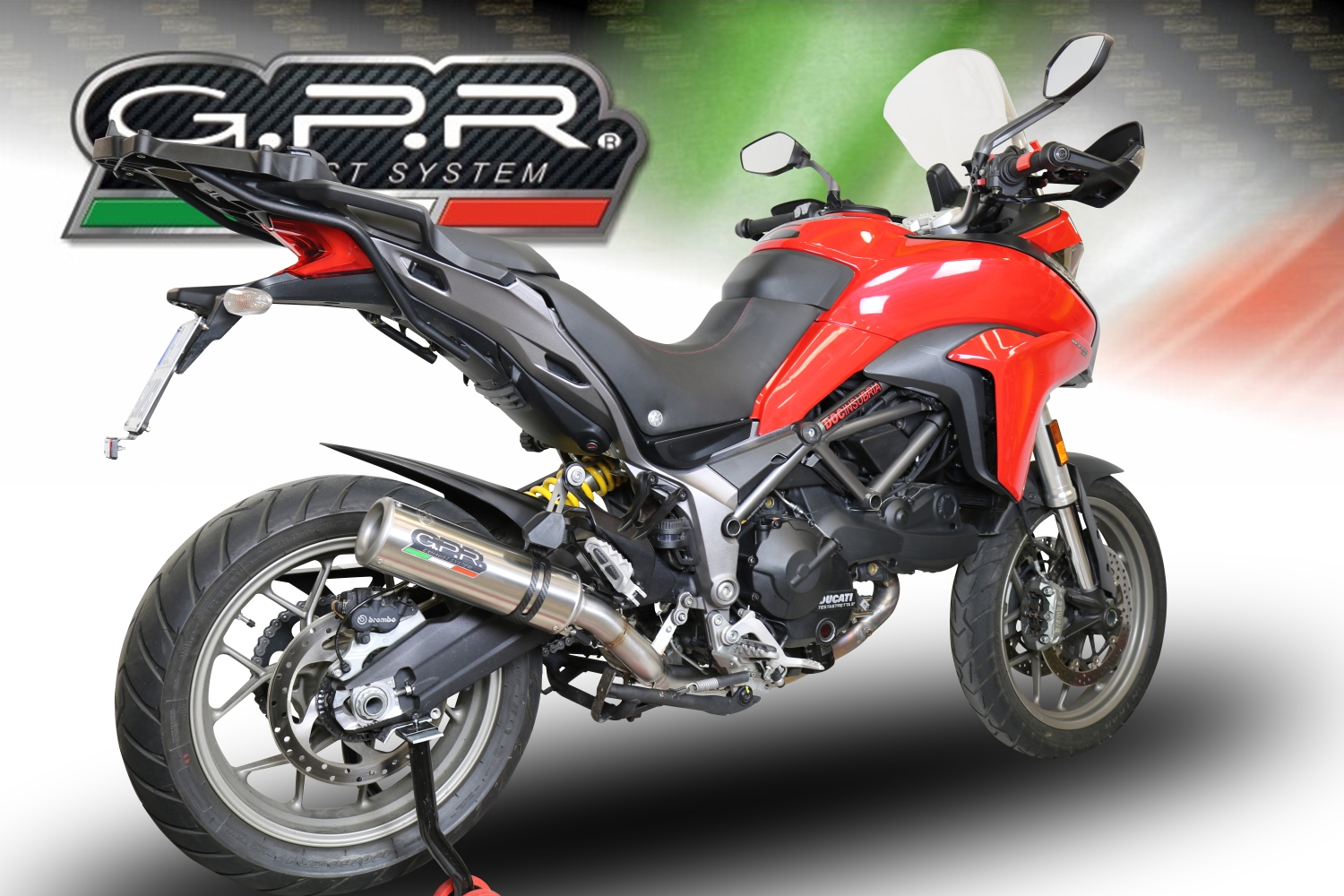 GPR escape compatible con  Ducati Multistrada 950 2017-2020, M3 Titanium Natural, Escape semi-completo homologado, con db killer extraible y catalizador 