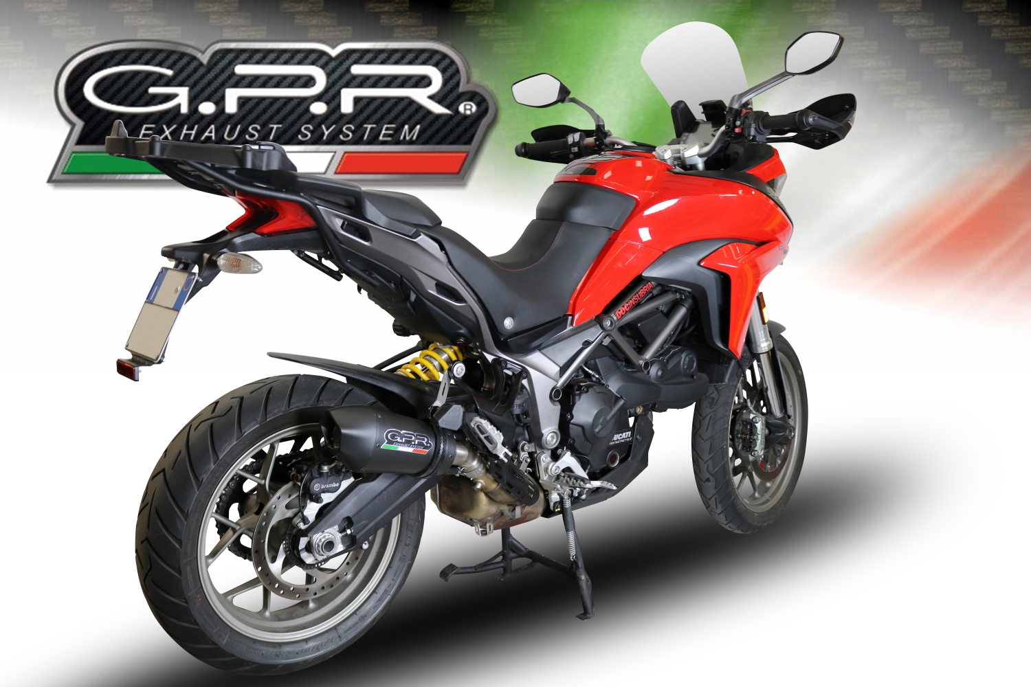 GPR escape compatible con  Ducati Multistrada 950 2021-2024, New Grand Prix Evo Black Titanium, Escape legal, homologado, silenciador con db killer desmontable y tubo de conexión específico 