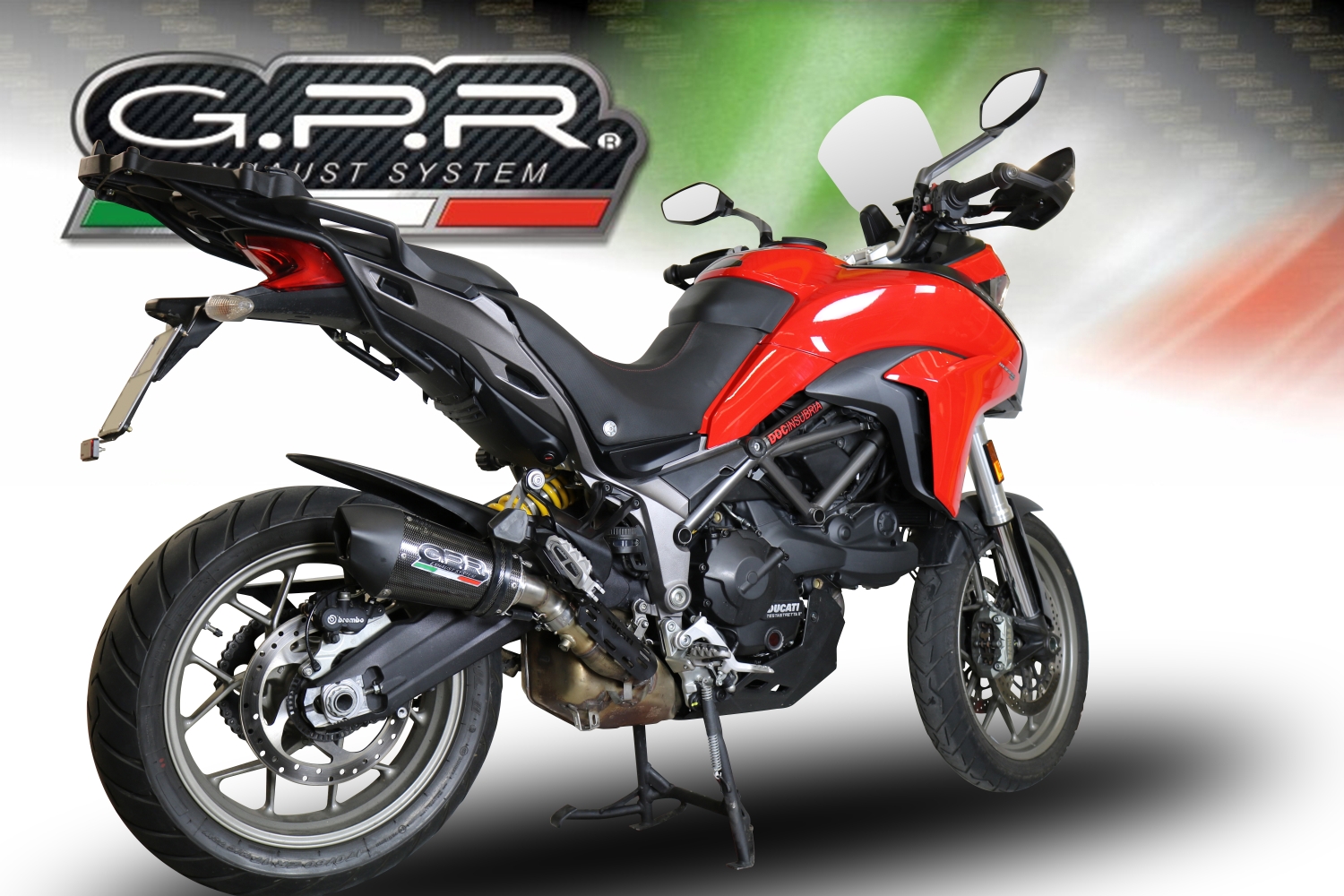 GPR escape compatible con  Ducati Multistrada 950 V2 S 2021-2024, New Grand Prix Evo Poppy, Escape legal, homologado, silenciador con db killer desmontable y tubo de conexión específico 