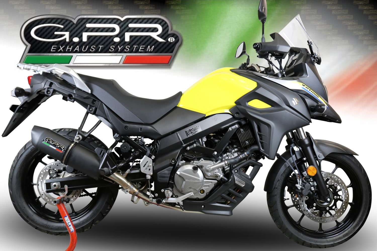 Escape compatible con Suzuki V-Strom 650 2021-2025, Furore Evo4 Poppy, Sistema de escape medio lleno, incluido db killer extraíble y tubo de conexión 