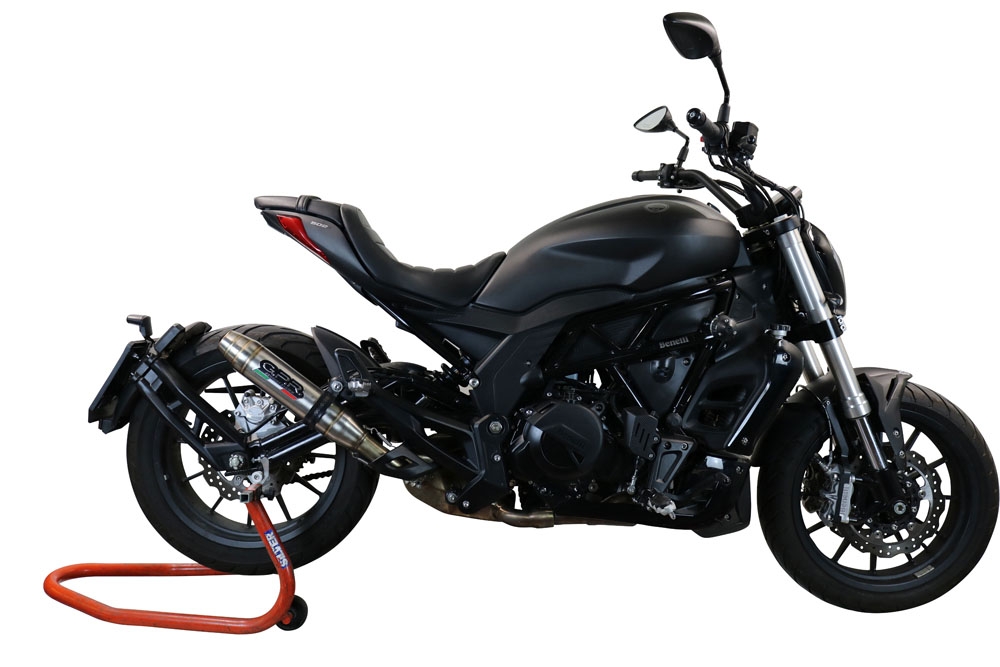 Escape compatible con Benelli 502 C 2019-2020, Deeptone Inox, Escape legal, homologado, silenciador con db killer desmontable y tubo de conexión específico 