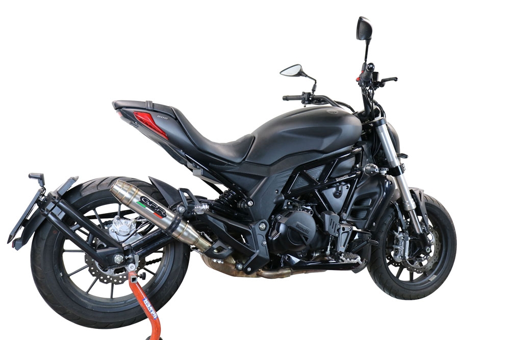 Escape compatible con Benelli 502 C 2019-2020, Deeptone Inox, Escape legal, homologado, silenciador con db killer desmontable y tubo de conexión específico 