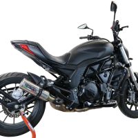 Escape compatible con Benelli 502 C 2019-2020, M3 Inox , Escape legal, homologado, silenciador con db killer desmontable y tubo de conexión específico 