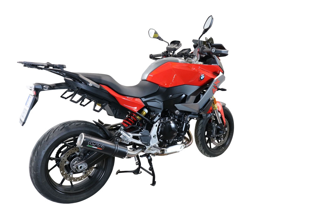 Escape compatible con Bmw F 900 XR-R 2020-2025, M3 Black Titanium, Escape legal, homologado, silenciador con db killer desmontable y tubo de conexión específico 