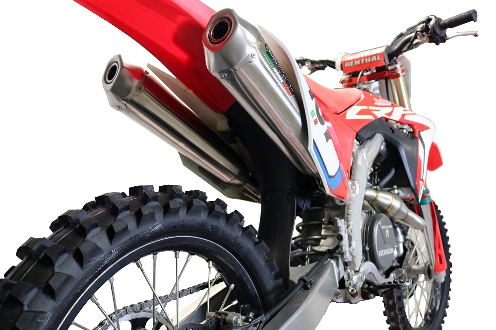 Escape compatible con Honda Crf 450 R-RX 2020-2020, Pentacross Inox, Escape racing, linea completa, doble silenciador con db killer extraible 