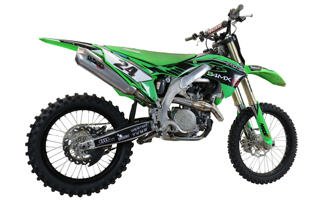 Escape compatible con Kawasaki Kx 450 X 2021-2023, Pentacross Inox, Escape completo racing, incluyendo colector y db killer desmontable, sin homologación 