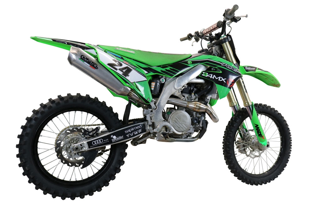 Escape compatible con Kawasaki Kx 450 X 2021-2023, Pentacross Titanium, Escape completo racing, incluyendo colector y db killer desmontable, sin homologación 