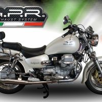 Escape compatible con Moto Guzzi California 1100 Special-Stone-Sport-Ev-Alu 1997-2002, Vintacone, Par de terminales de escape homologados, con db killer extraíbles y tubos de conexión específicos 