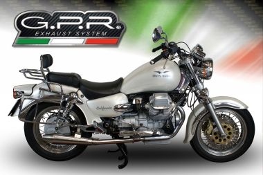 Escape compatible con Moto Guzzi California 1100 Special-Stone-Sport-Ev-Alu 1997-2005, Vintacone, Par de terminales de escape homologados, con db killer extraíbles y tubos de conexión específicos 