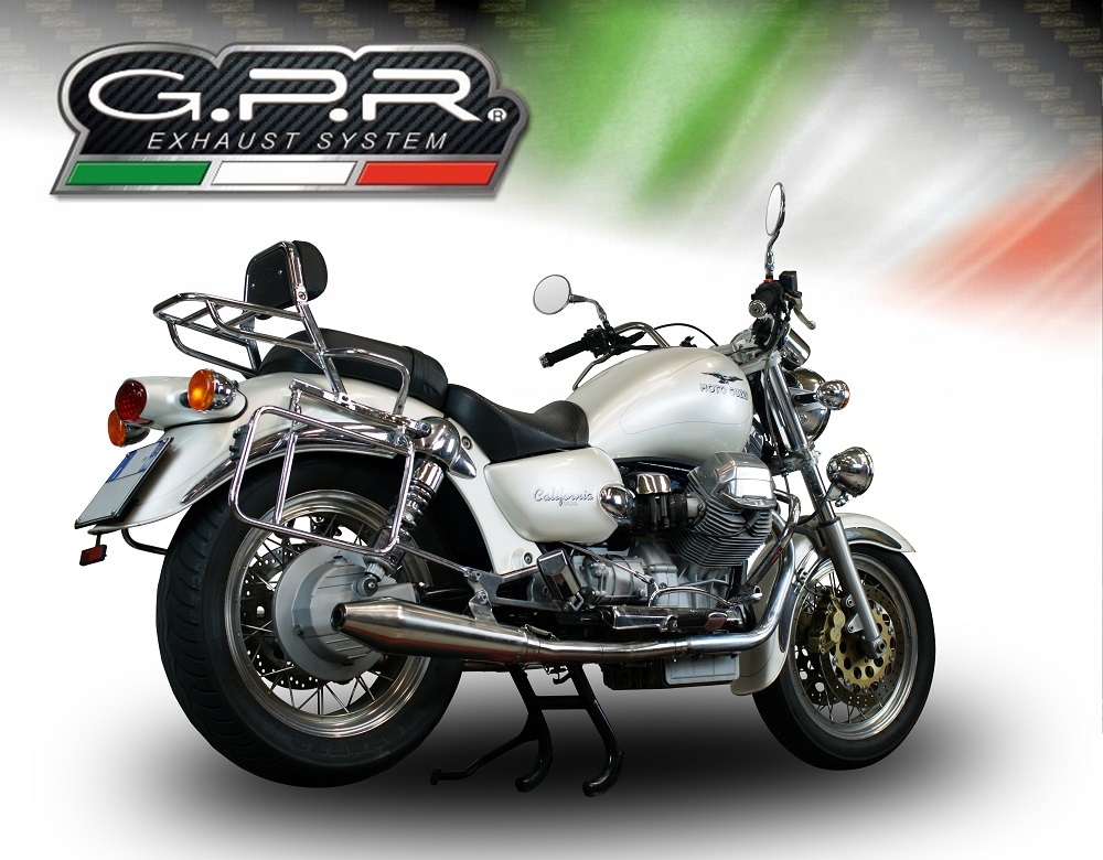 Escape compatible con Moto Guzzi California 1100 Special-Stone-Sport-Ev-Alu 1997-2002, Vintacone, Par de terminales de escape homologados, con db killer extraíbles y tubos de conexión específicos 