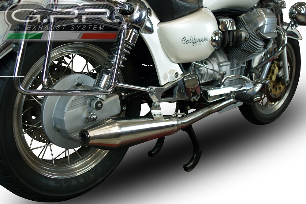 Escape compatible con Moto Guzzi California 1100 Special-Stone-Sport-Ev-Alu 1997-2002, Vintacone, Par de terminales de escape homologados, con db killer extraíbles y tubos de conexión específicos 