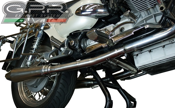 Escape compatible con Moto Guzzi California 1100 Special-Stone-Sport-Ev-Alu 1997-2002, Vintacone, Par de terminales de escape homologados, con db killer extraíbles y tubos de conexión específicos 